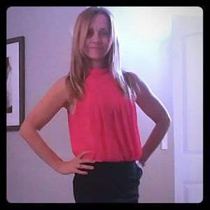 Pink coral sleeveless blouse